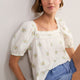 Narita Blouse - Ivory Floral Cluster