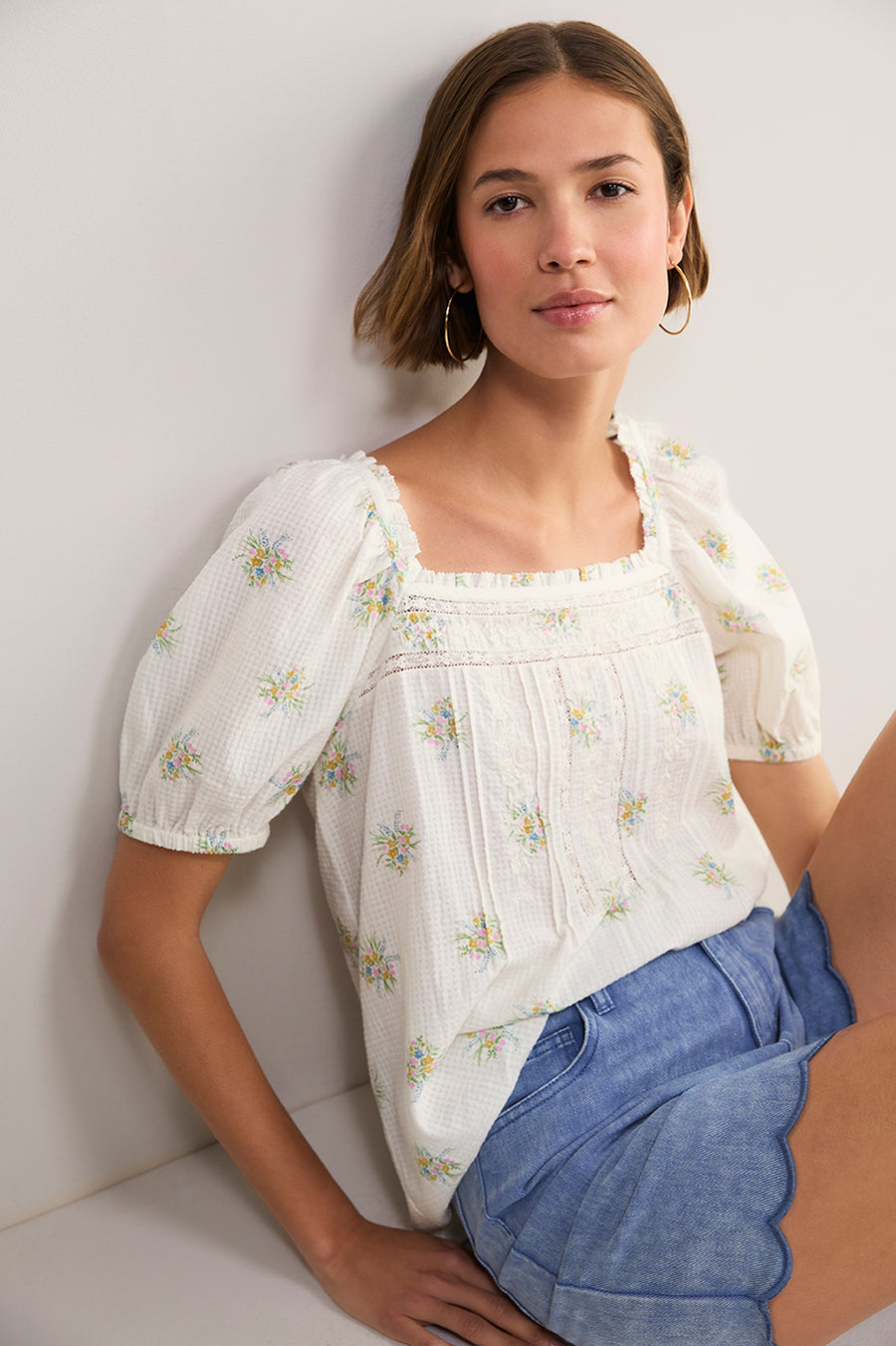 Narita Blouse - Ivory Floral Cluster