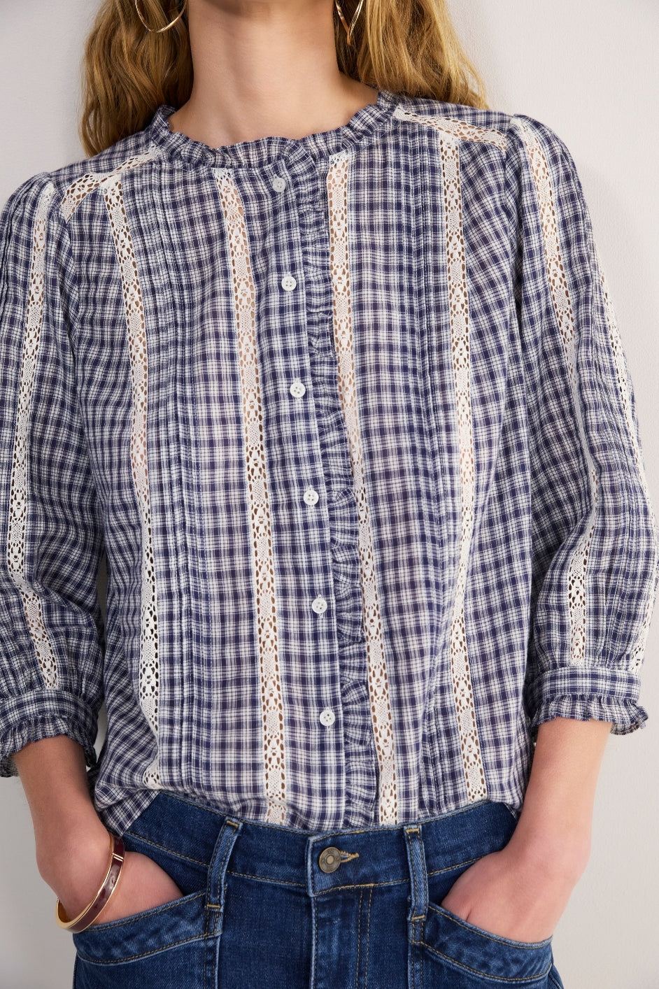 Nelly Blouse - Midnight/Ivory Check