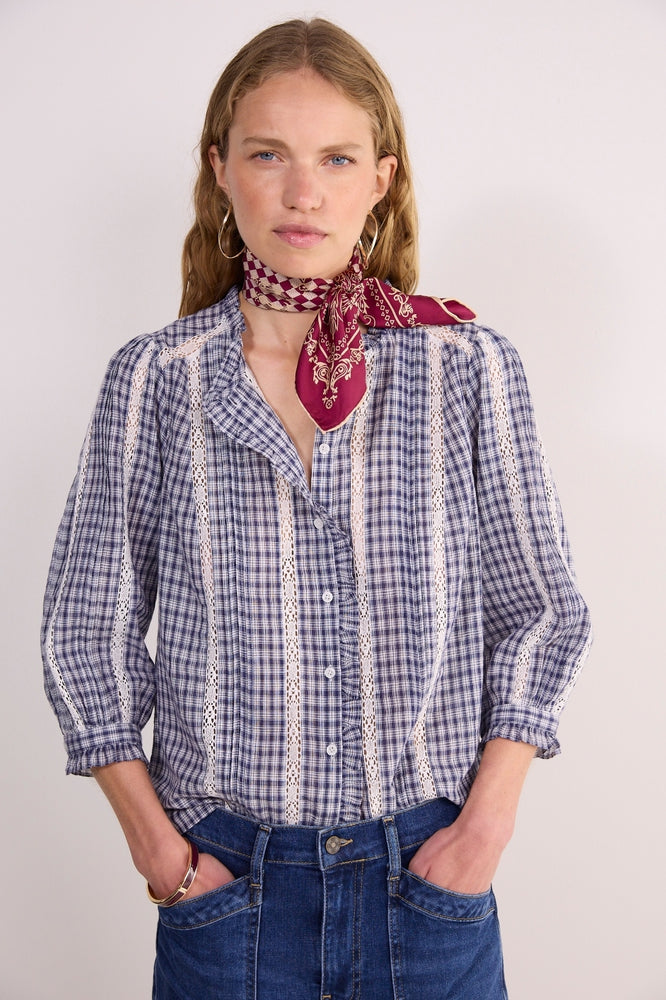 Nelly Blouse - Midnight/Ivory Check