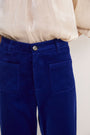 Nina Cotton Velvet Flare Trouser - Maritime Blue