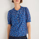 Noah Silk Blend Blouse - Cobalt Retro Ditsy