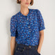 Noah Silk Blend Blouse - Cobalt Retro Ditsy