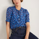 Noah Silk Blend Blouse - Cobalt Retro Ditsy