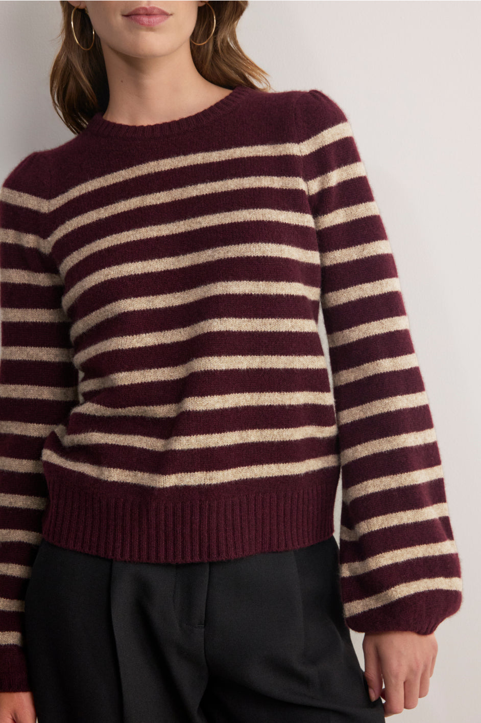 Nora Jumper - Aubergine/Oat Stripe