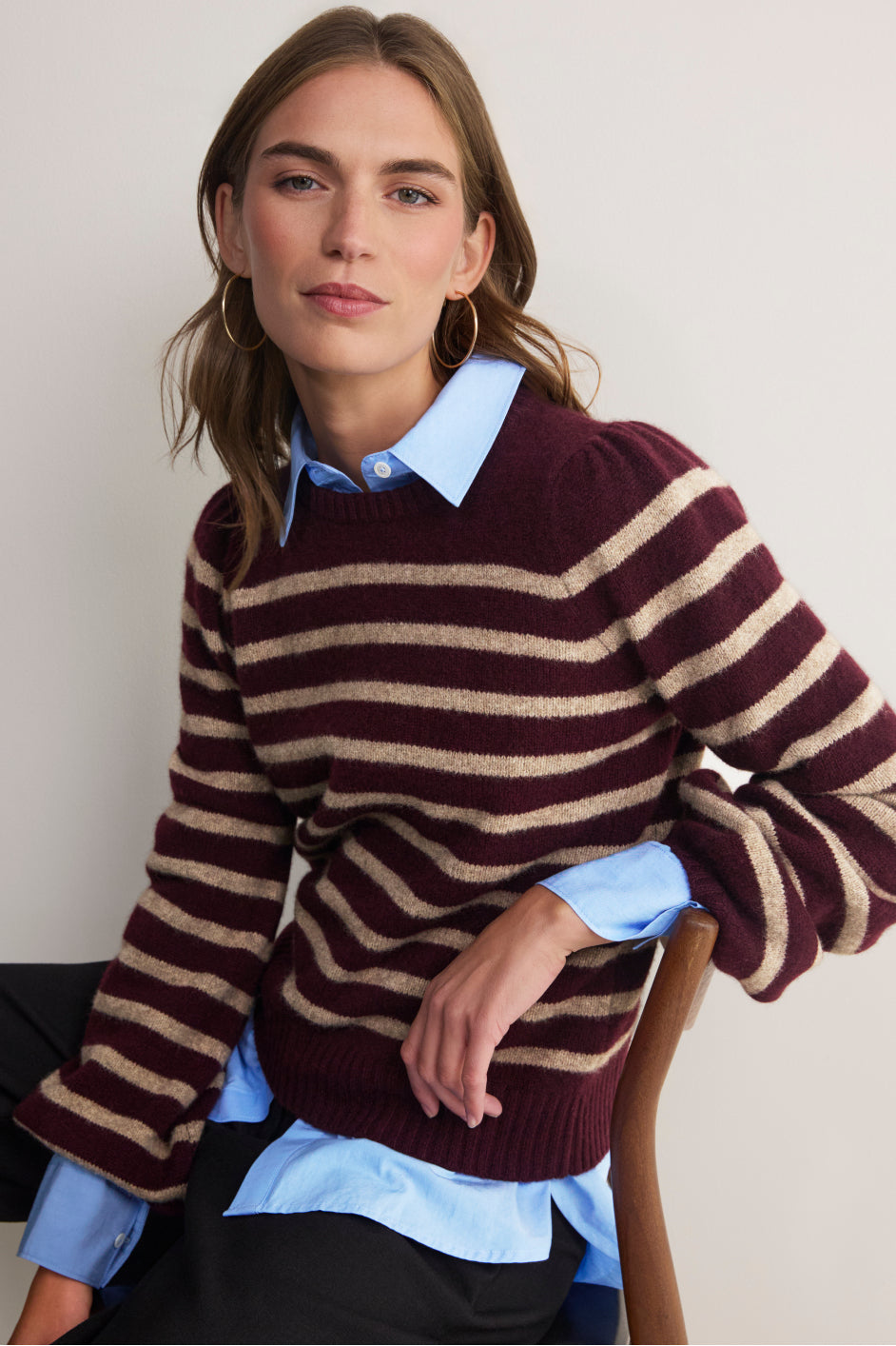 Nora Jumper - Aubergine/Oat Stripe