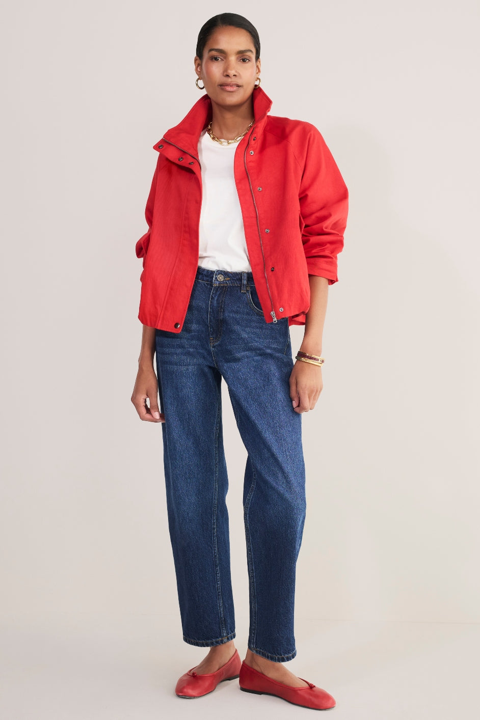 Lola Funnel Neck Jacket - Red