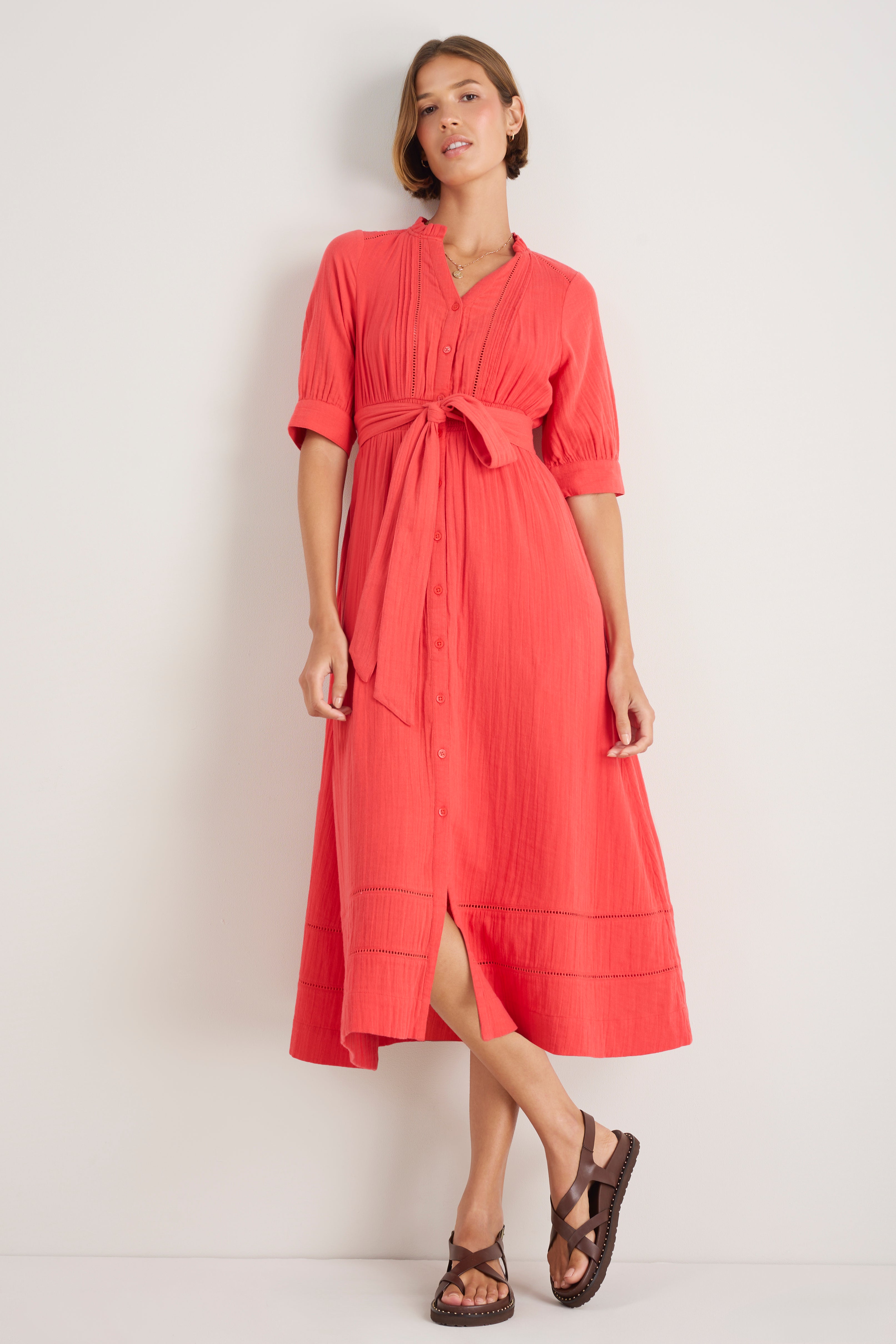 Otti Midi Dress - Guava Red