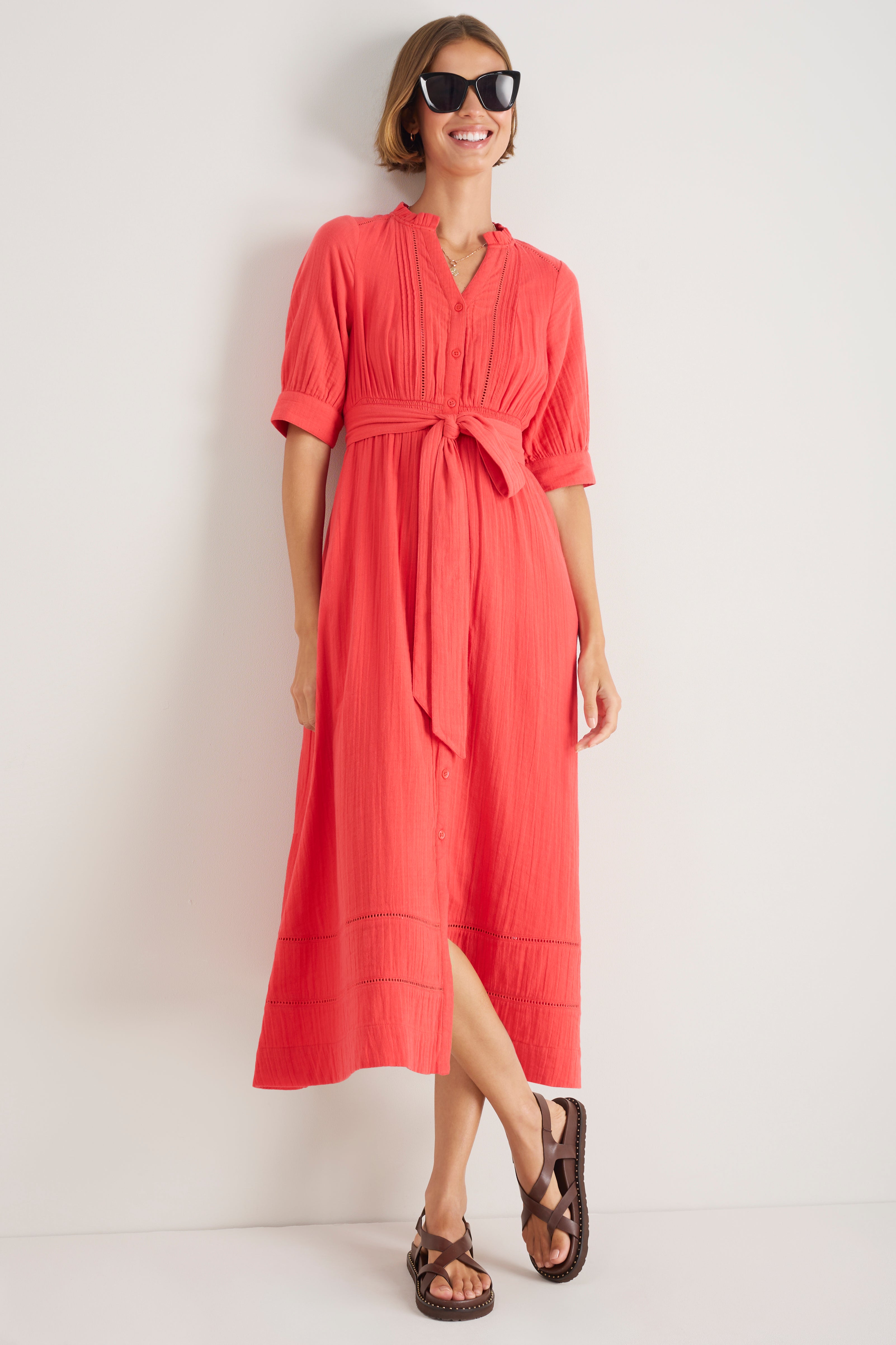 Otti Midi Dress - Guava Red