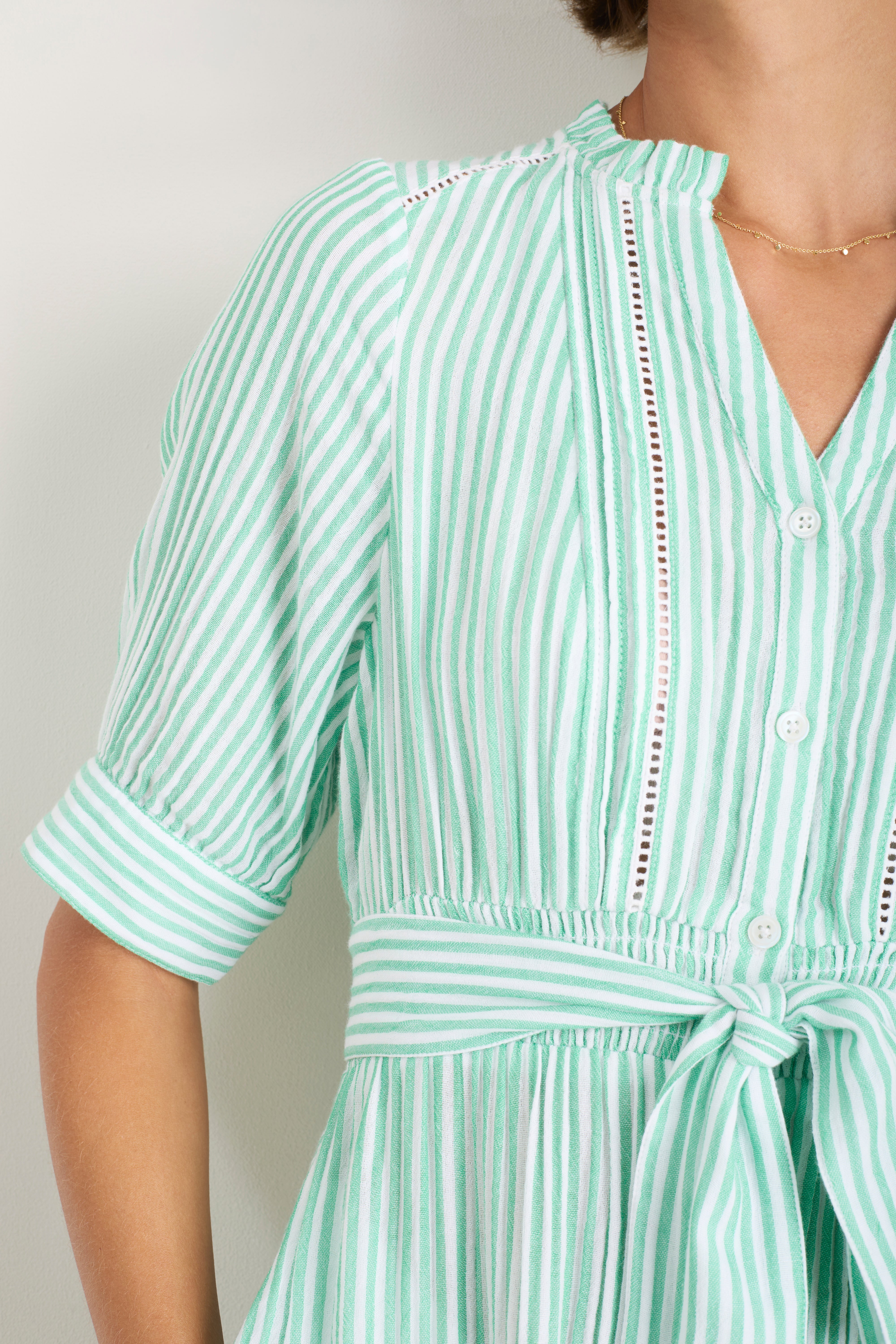 Otti Midi Dress - Jade Green/White Stripe