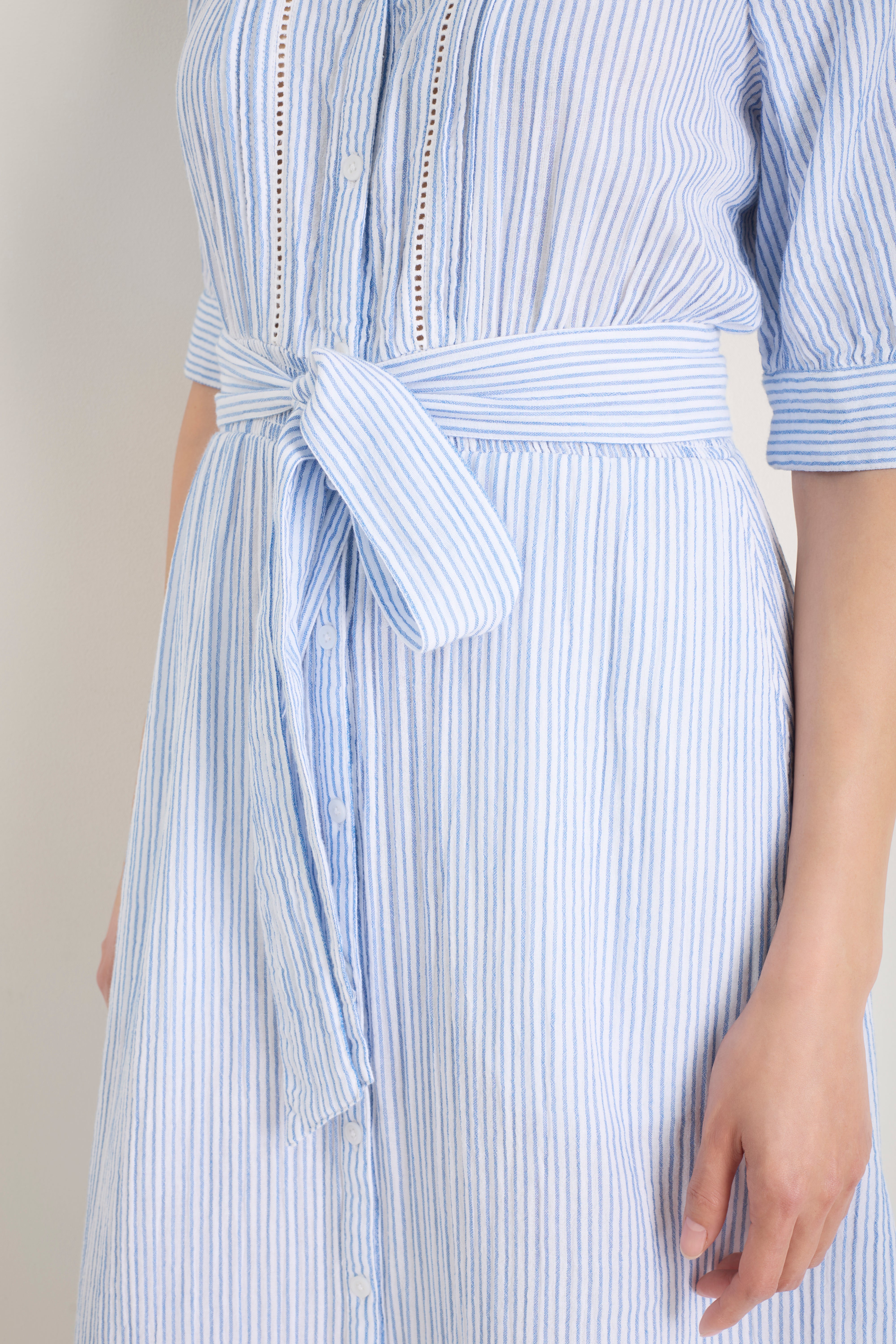 Otti Midi Dress - Sky Blue/White Stripe