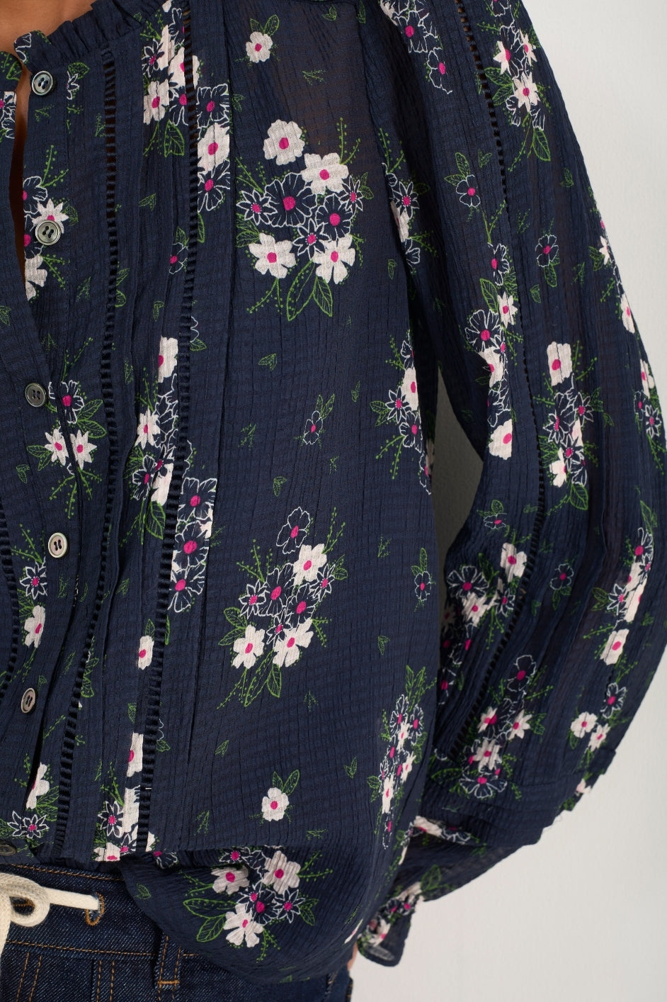 Otti Silk Blend Blouse - Midnight Spaced Floral