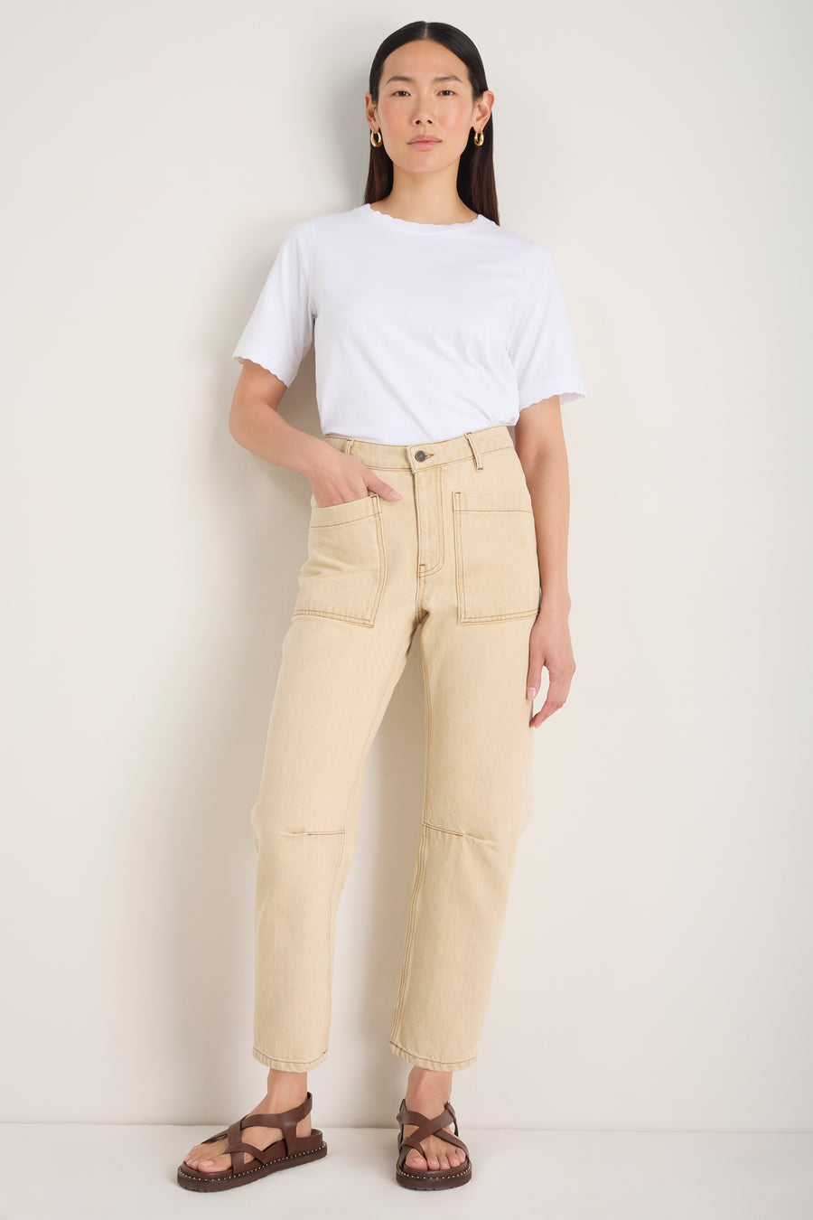 Paloma Barrel Jean - Latte