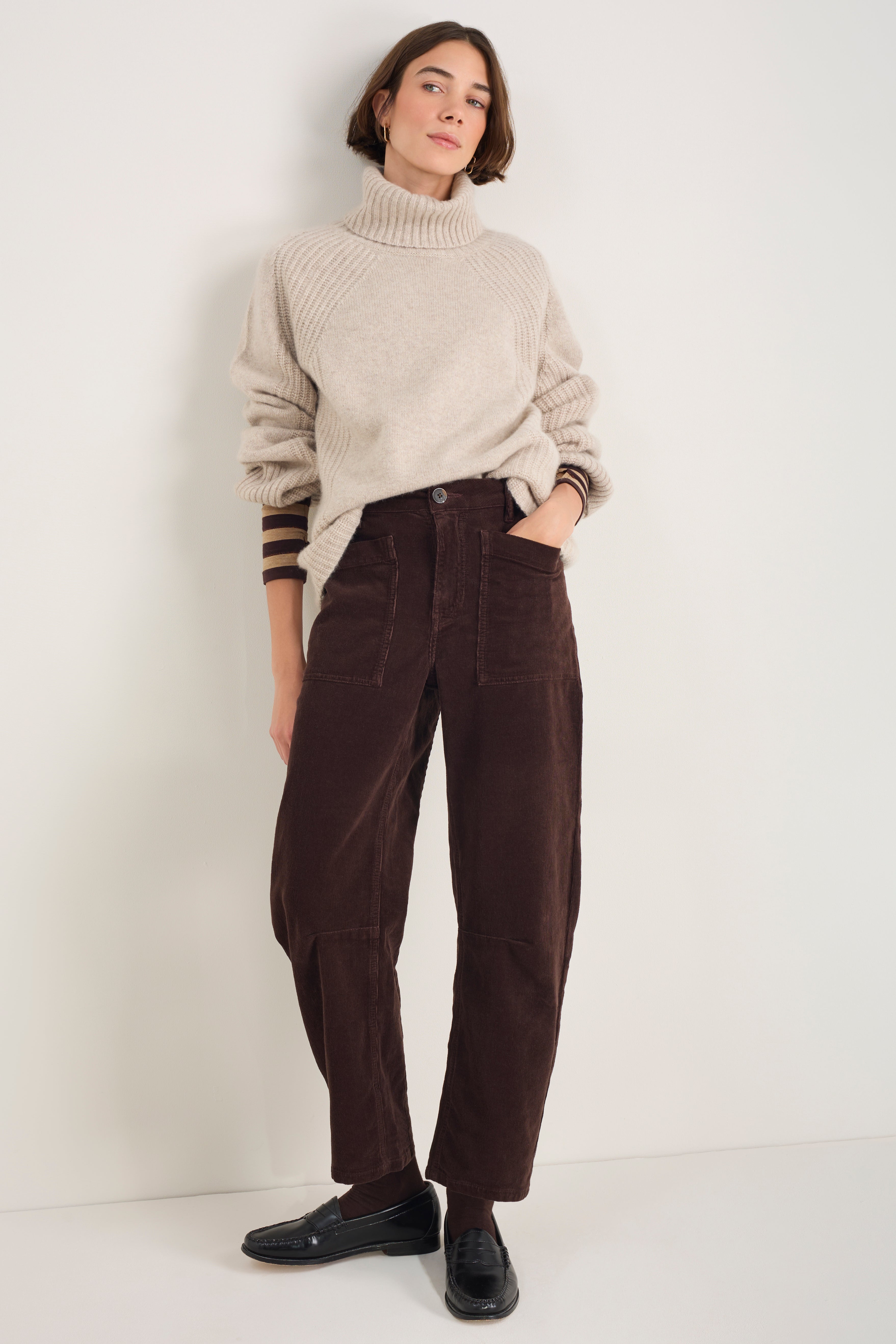 Paloma Horseshoe Pin Cord Trouser - Cocoa