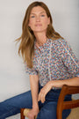 Pansy Pintuck Blouse - Ivory Ditsy Floral