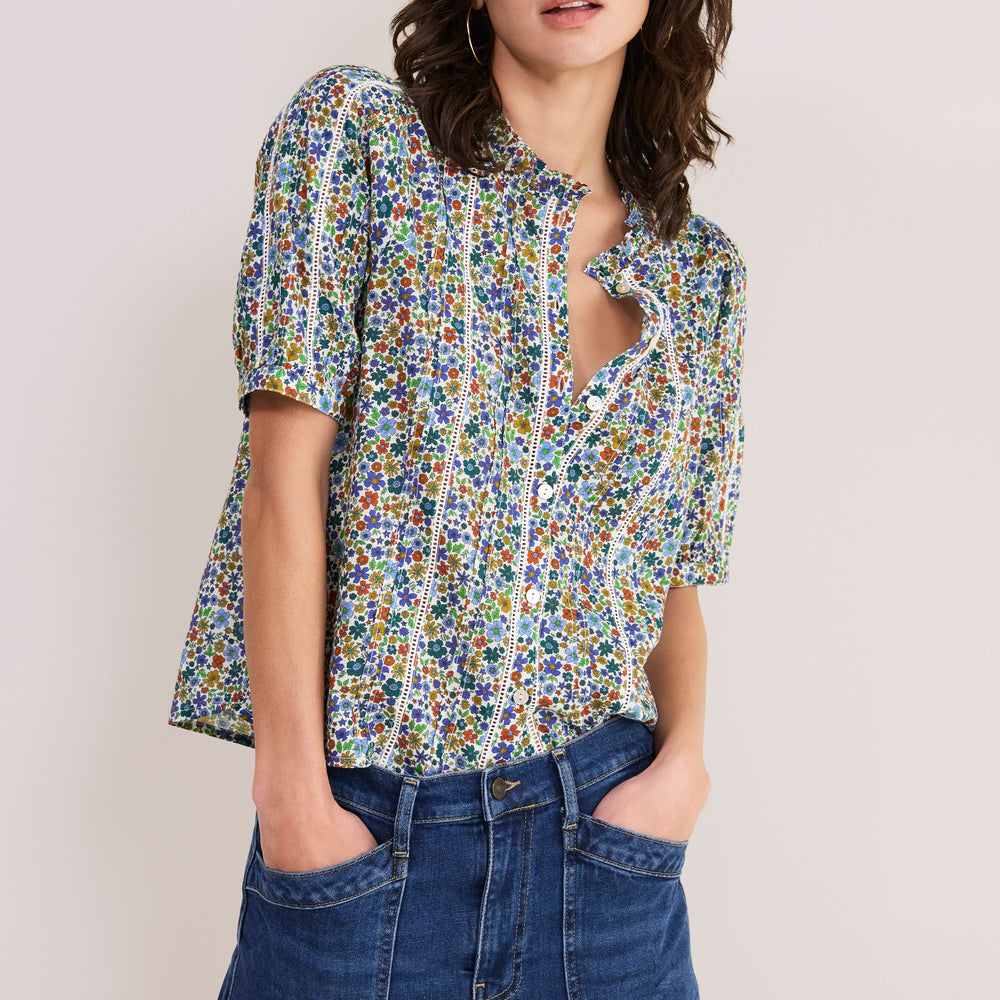 Pansy Pintuck Blouse - Multi Meadow Garden