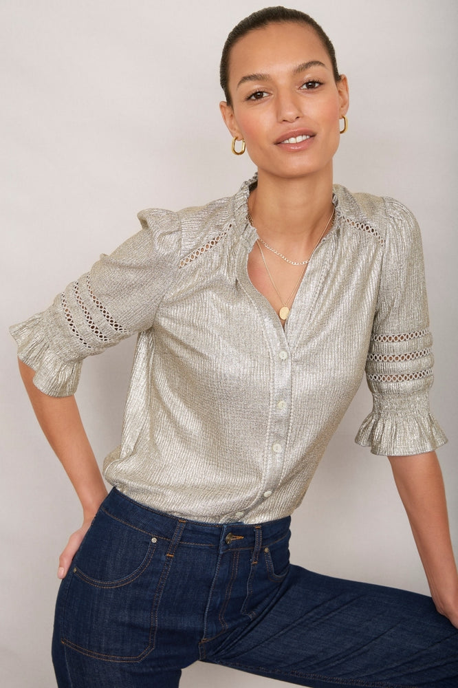 Parker Metallic Blouse - Champagne