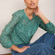 Parker Silk Blend Blouse - Sage Green Floral