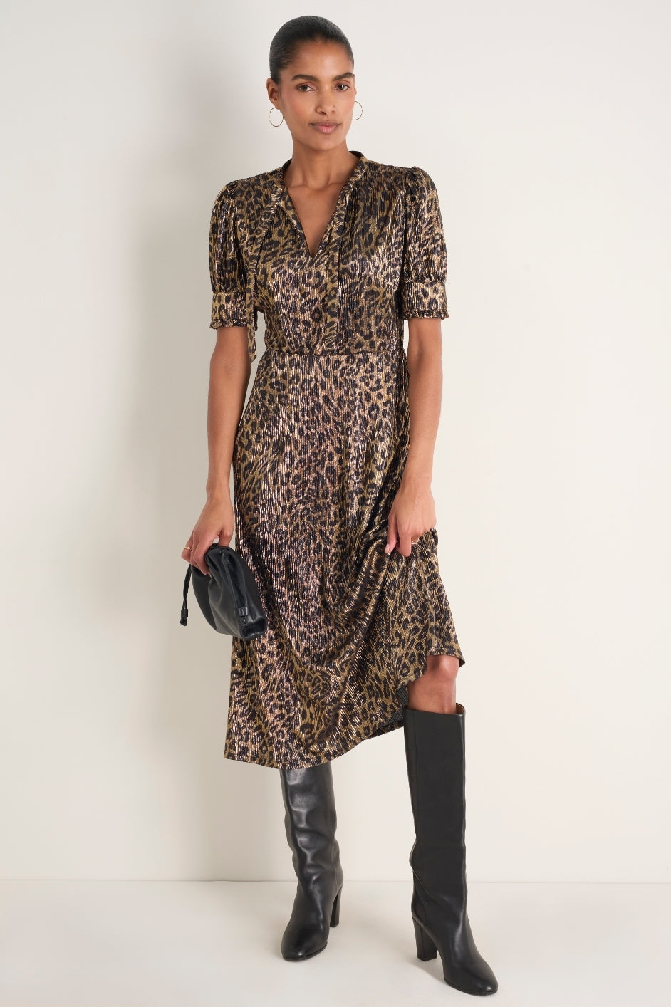 Paulina Dress - Leopard Metallic
