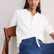 Paulina Jersey Tie Neck T-Shirt - White