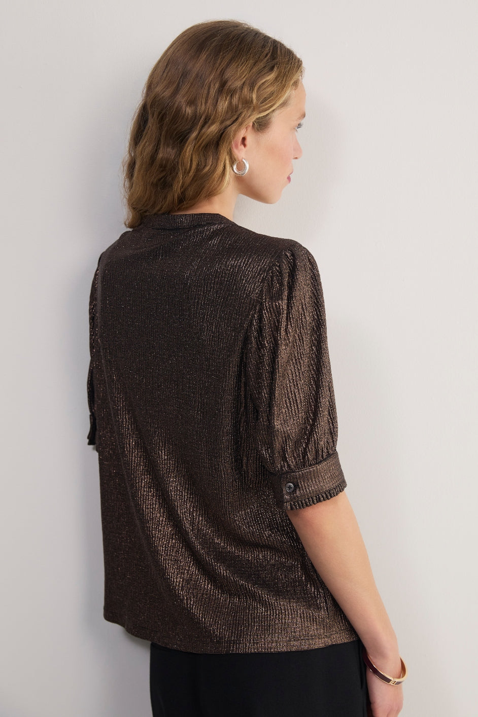 Paulina Metallic Top - Cocoa