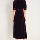 Paulina Silk Velvet Dress - Deep Fig
