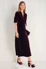 Paulina Silk Velvet Dress - Deep Fig