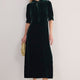 Paulina Silk Velvet Dress - Forest Green
