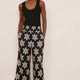 Penelope Linen Trouser - Black/Ecru
