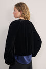 Penelope Silk Velvet Puffball Jacket - Black