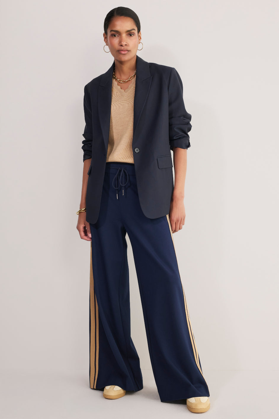 Penny Ponte Palazzo Trouser - Midnight/Sand