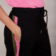Penny Ponte Wide Leg Trouser - Black/Moss Green Pink Stripe