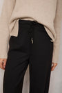Penny Ponte Wide Leg Trouser - Black/Plum Stripe
