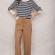 Penny Ponte Wide Leg Trouser - Sand/Moss Green Midnight Stripe