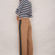 Penny Ponte Wide Leg Trouser - Sand/Moss Green Midnight Stripe