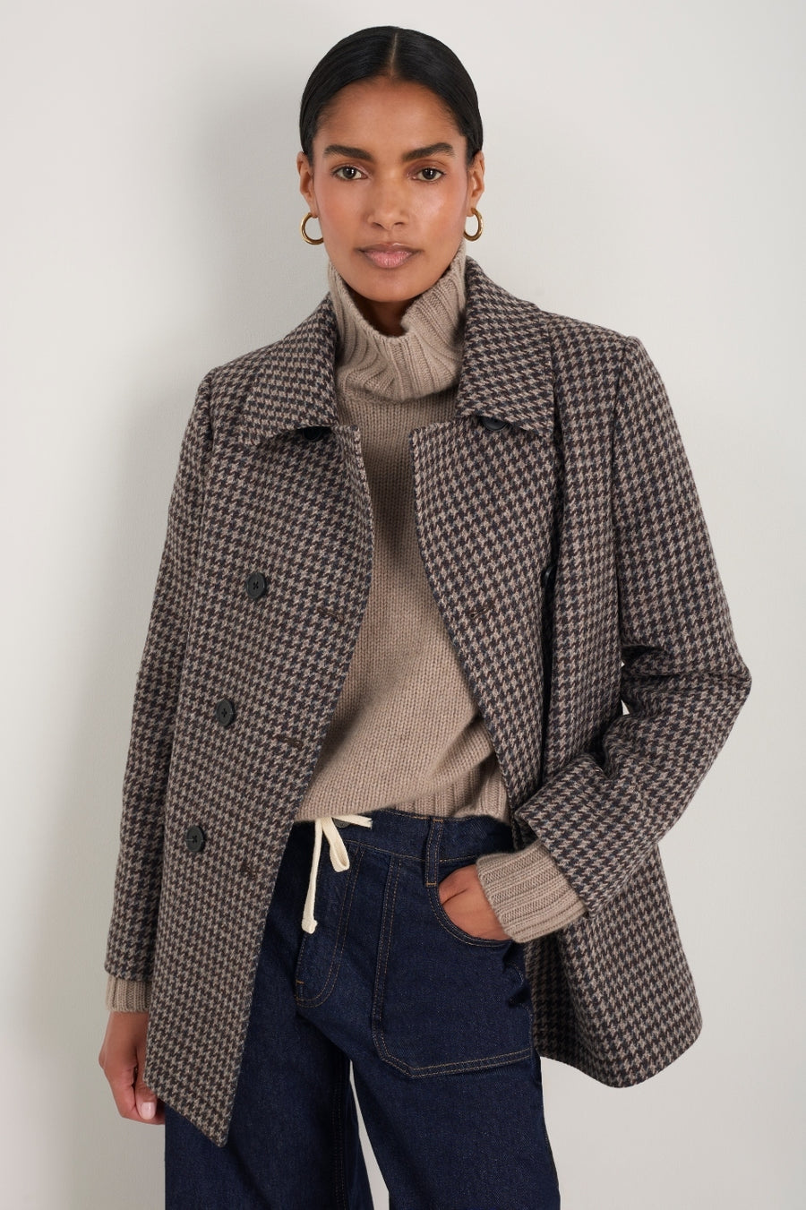 Philippa Pea Coat - Dogtooth