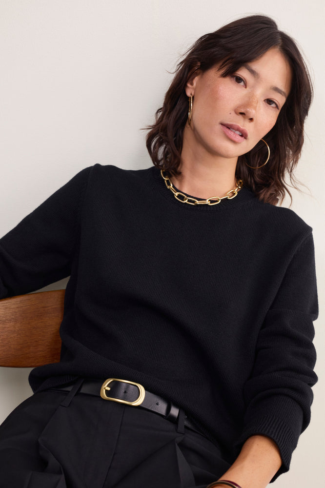 Philippa Wool Cotton Jumper - Black