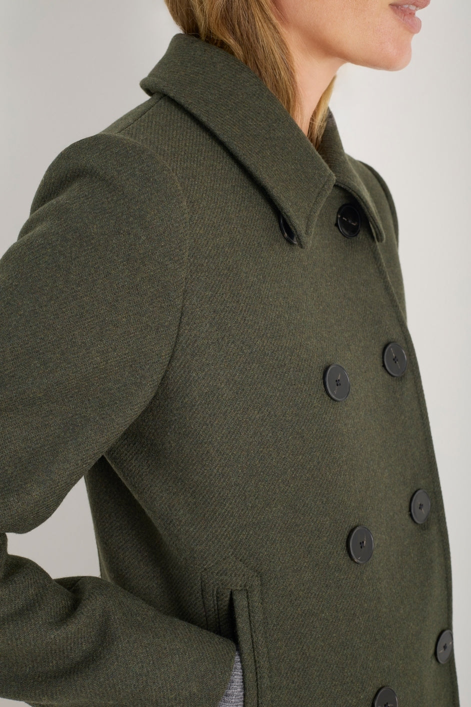 Philippa Pea Coat - Dark Olive