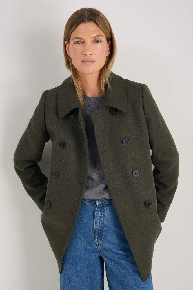 Philippa Pea Coat - Dark Olive