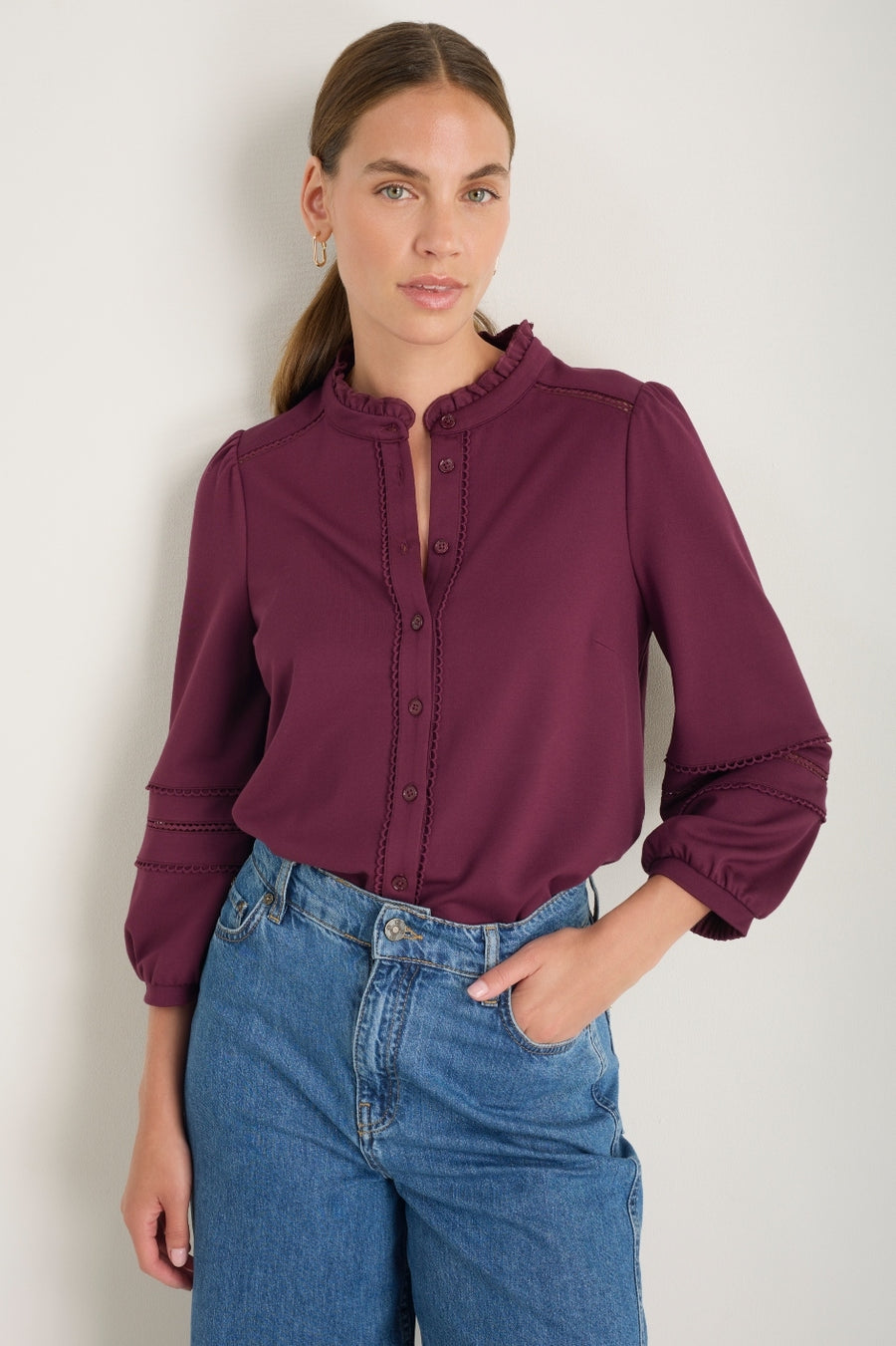 Phoebe Ponte Top - Deep Fig