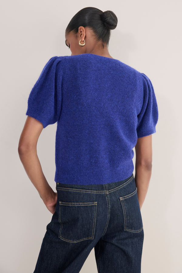 Phoebe Puff Sleeve Cardigan - Maritime Blue