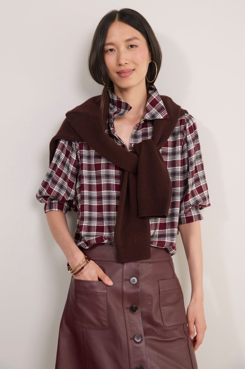 Pip Blouse - Plum Check