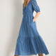 Piper Dress - Chambray Geo Stamp