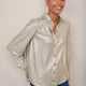 Raya Metallic Frill Neck Top - Champagne