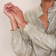 Raya Metallic Frill Neck Top - Champagne
