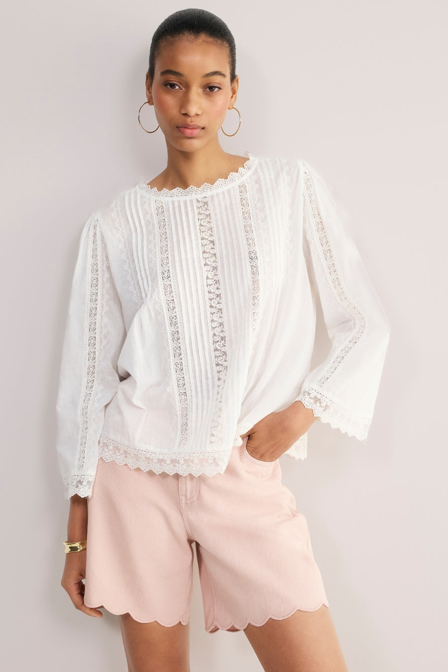 Renee Blouse - White Embroidered