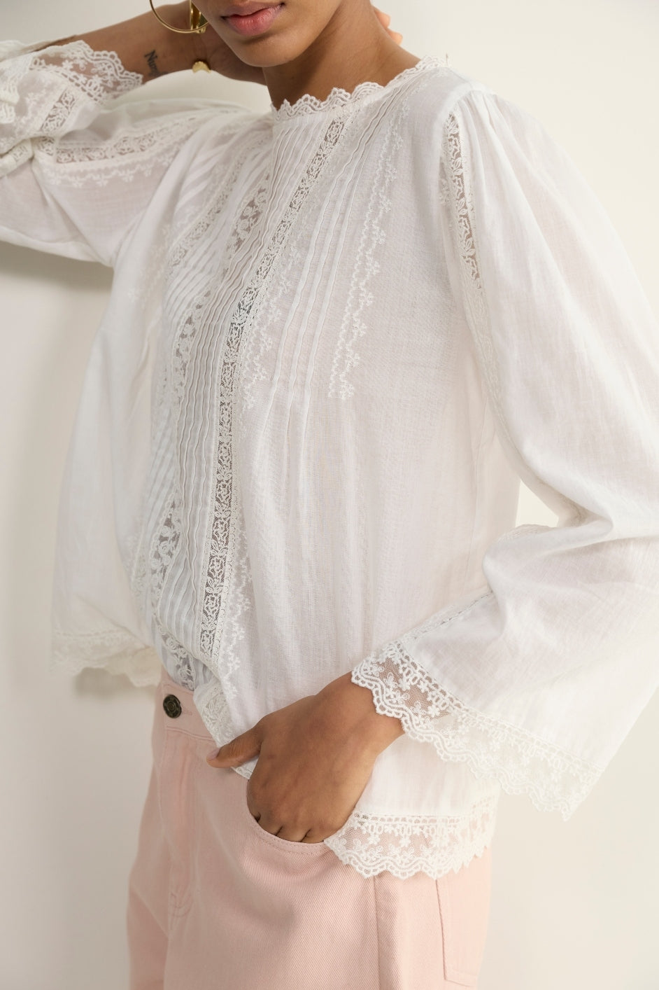 Renee Blouse - White Embroidered