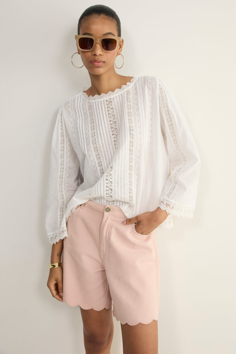 Renee Blouse - White Embroidered