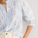 Riley Blouse - Blue/Ivory Stripe Floral