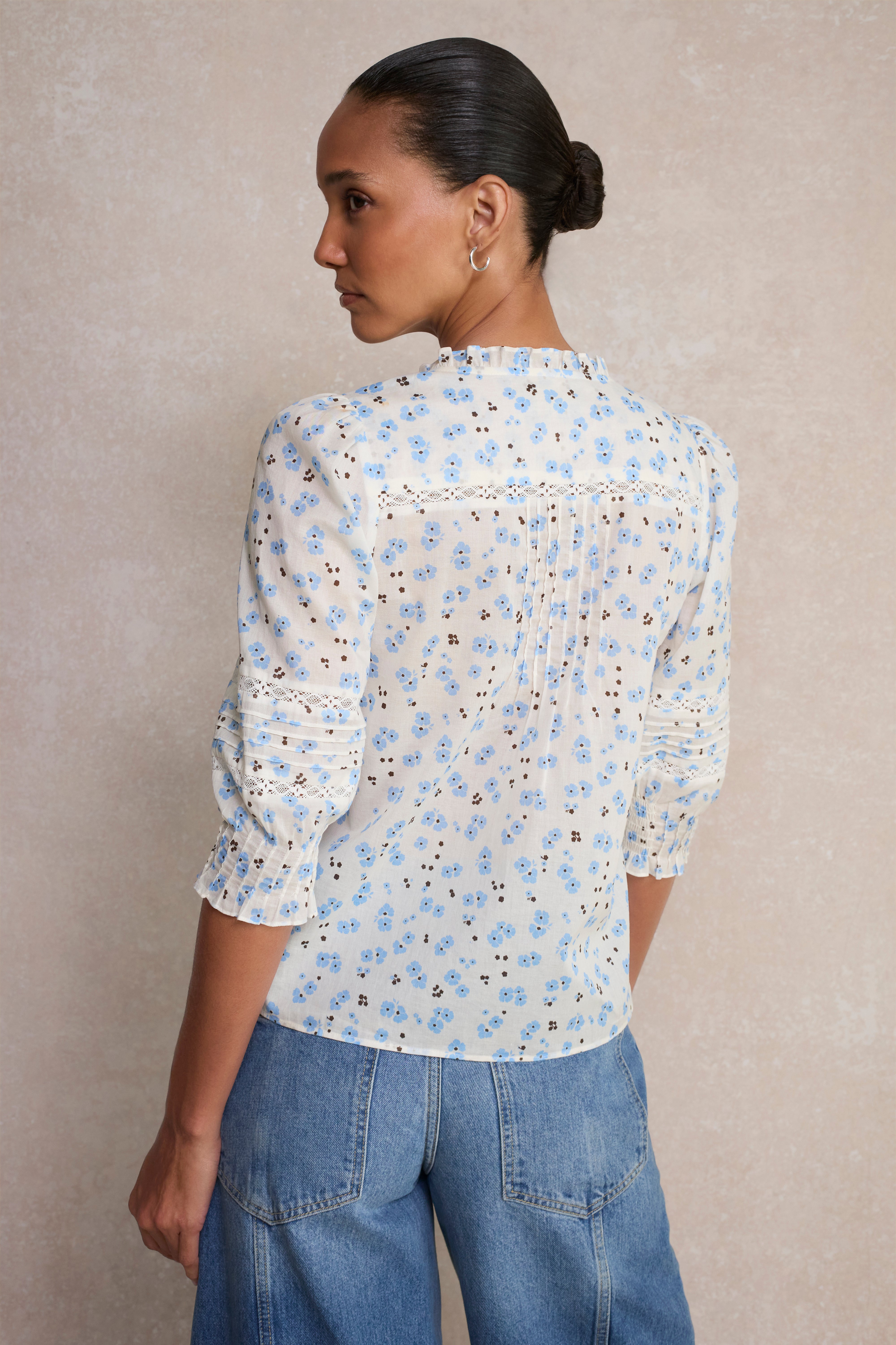Riley Blouse - Ivory Spaced Poppy